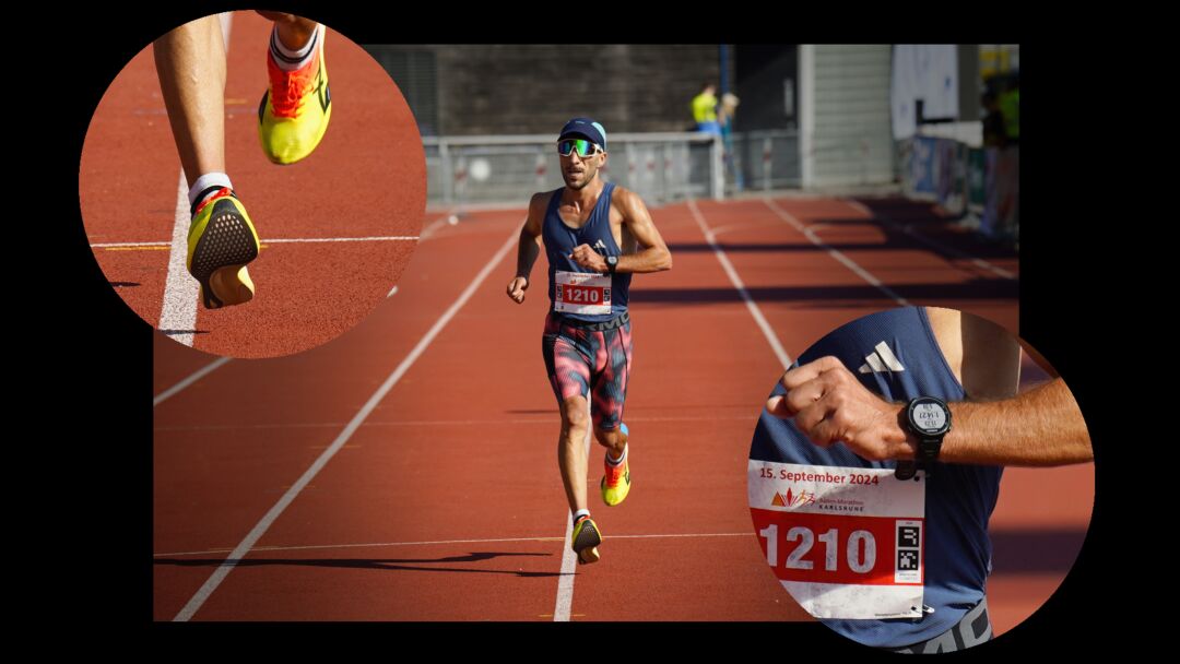 Marathon – Ein Läufer überquert die Ziellinie, dynamisch aufgenommen von einem Fotografen und Filmemacher für Sportproduktionen.